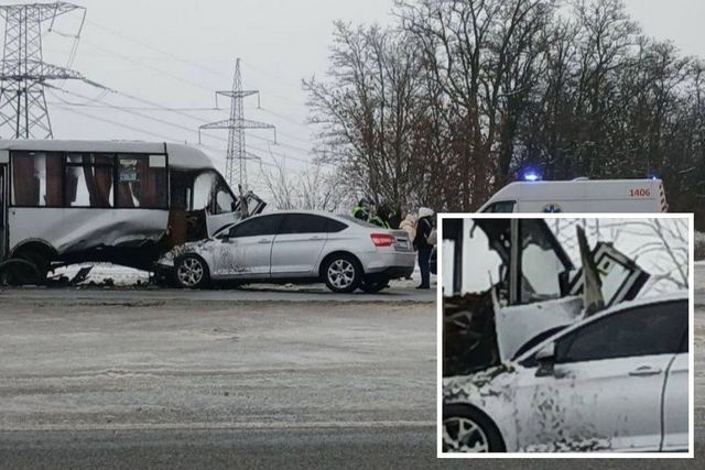 Фото: Telegram-канал На выезде из Днепра столкнулись автобус с пассажирами и Citroen: есть пострадавшие