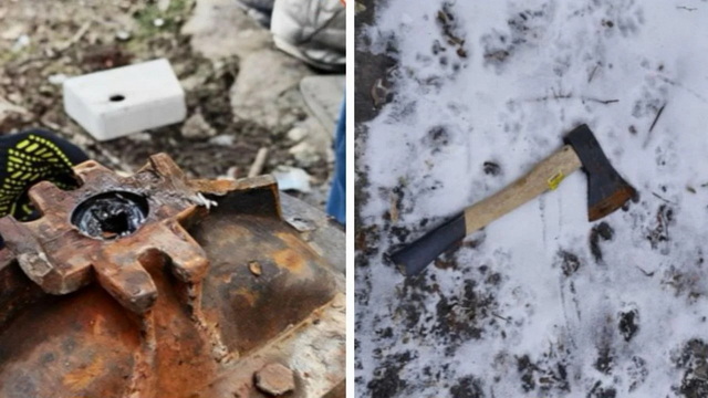 Ушкоджене сокирою обладнання. Фото: КП Теплоенерго У Дніпрі злодії сокирою зруйнували обладнання тепломережі: десятки будинків були без тепла