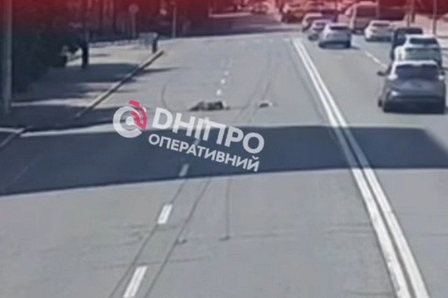 На Сичеславской Набережной в Днепре пешеход парализовал движение автомобилей