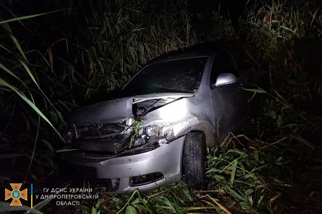 На Запорізькій трасі Škoda Octavia вилетіла в кювет, потрапивши у водойму