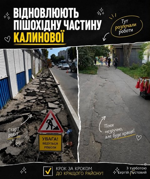 На вулиці Калиновій розпочали масштабний ремонт тротуарів