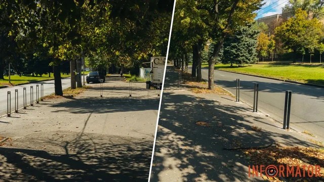 Сколько Днепру стоили новые столбики, которыми перекрыли парковку возле ДНУ, и зачем их установили