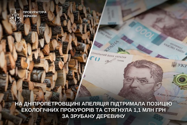 На Днепропетровщине апелляция поддержала позицию экологических прокуроров и взыскала 1,1 млн грн за срубленную древесину