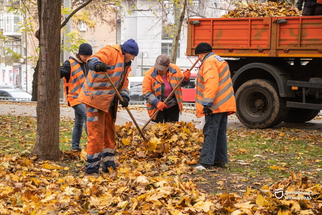 В Днепре коммунальщики убирают листья ради первоцветов